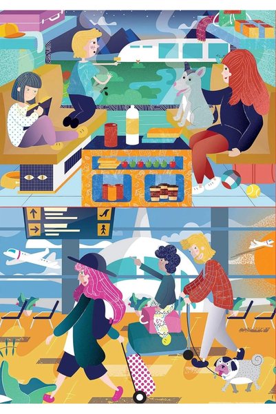 Generic Brand Educa Wooden Puzzle 2X48 Airport and Train 18604