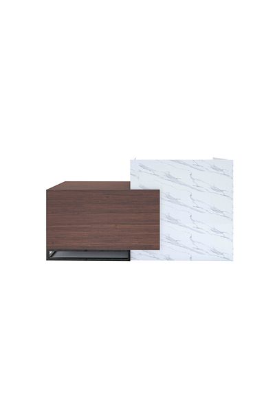 Mahmayi Modern Executive Reception Desk with Wire Management box and Lockable Drawer - Dark Walnut