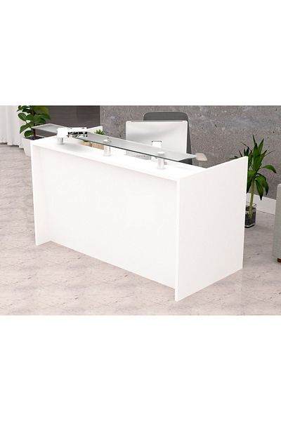 Mahmayi R06 White Office Reception Desk Without Drawers - 180cm