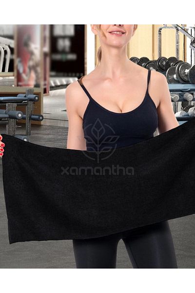 XAMANTHA Μαύρη αθλητική πετσέτα γυμναστικής 30x85 cm 100% βαμβάκι
