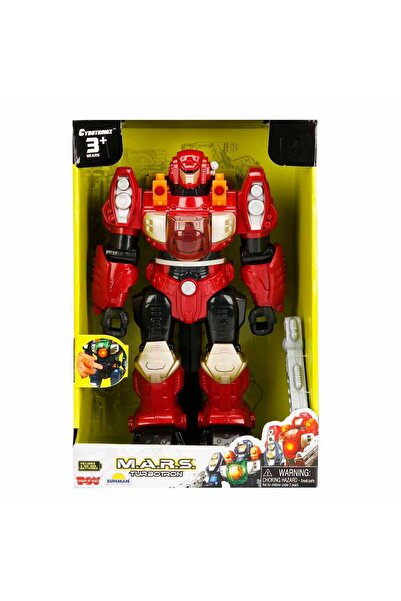 Sunman Happy Kid M.A.R.S. Sesli ve Işıklı Yürüyen Turbotron Robot 30 cm 06175 Kırmızı