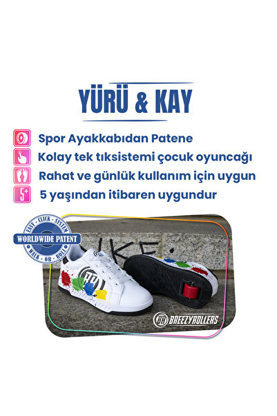 Breezy Rollers Splash White/Black Wheeled Sneakers