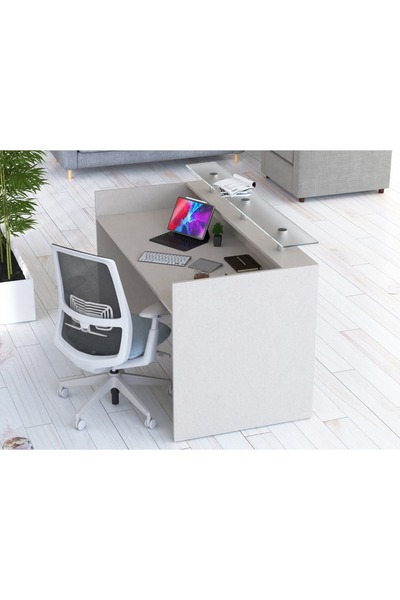 Mahmayi R06 Grey Textile Office Reception Desk - 160cm