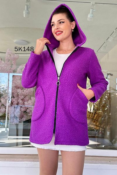 İnce Topuk Яке от плат с качулка и букле 5k148