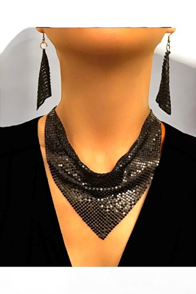 PETEK AKSESUAR شال نموذج درع معدني تصميم قلادة القرط مجموعة