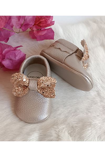 Hodore Sofia Rose Dried Genuine Leather Baby Moccasins