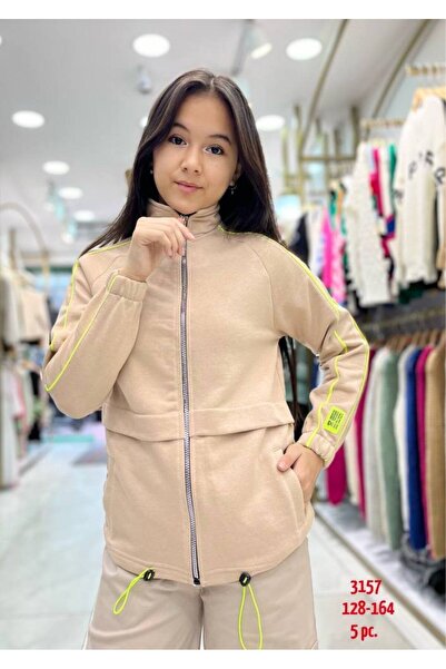 Minimoda Kids Üç I?pli?k Kumaştan Fermuarli Kiz Spor Ceket