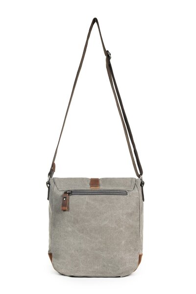 Necati Çanta Сумка поштарська сіра з хрестоподібними ременями - з канвасовою кришкою, багато відділень