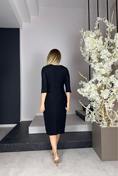 gesmoda Βραδινό φόρεμα G1004 Μαύρο Glitter Stone με λεπτομέρειες