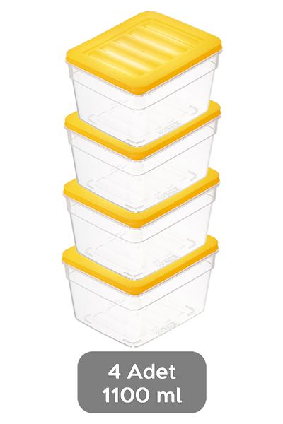 Meleni Home 4-Piece Yellow Microwave Freezer Container - 1100ml Deep Refrigerator Organizer Set