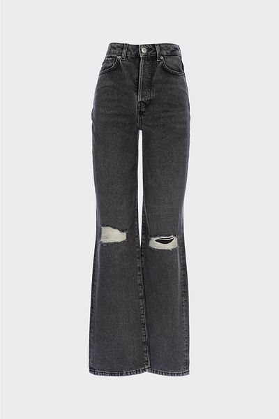 CROSS JEANS Weslie High Waist Anthracite Wideleg Jeans with String Outwears and Buttons C 4530-080