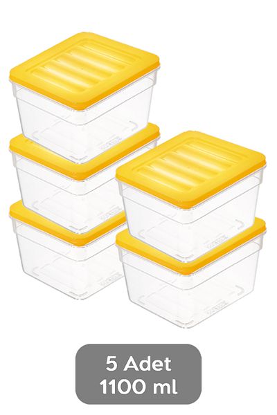 Meleni Home 5-Piece Compatible Deep Microwave Organizer Set - Food Food Storage Container 1100ml Yellow