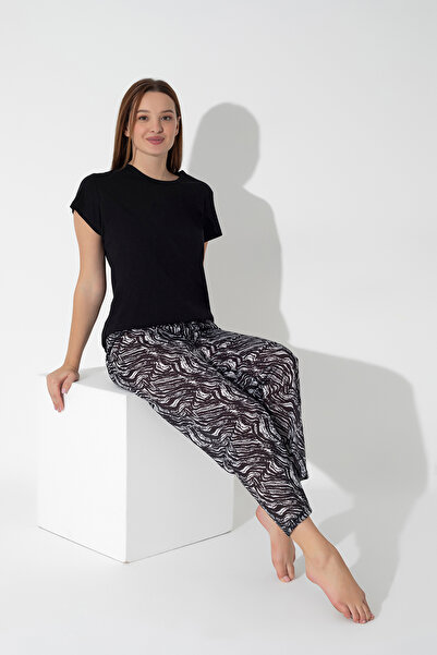 ModaLeaf Black Zebra Print Short Sleeve Pajamas Set 303