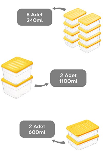 Meleni Home 12-Piece Microwave Compatible Organizer Set - Food and Food Storage Deep and Shallow Yellow