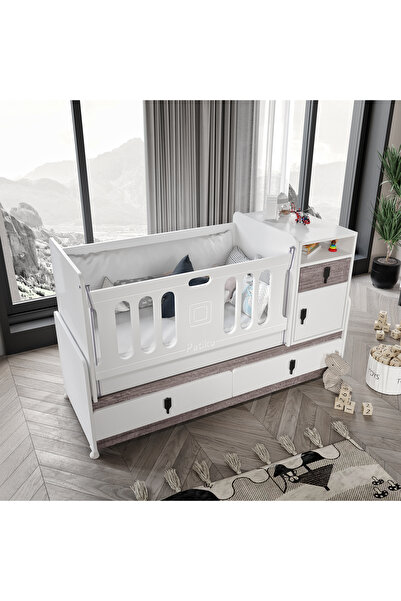 Afilli Rose Büyüyebilen Beşik Asansörlü Beyaz 60x120 Berlin