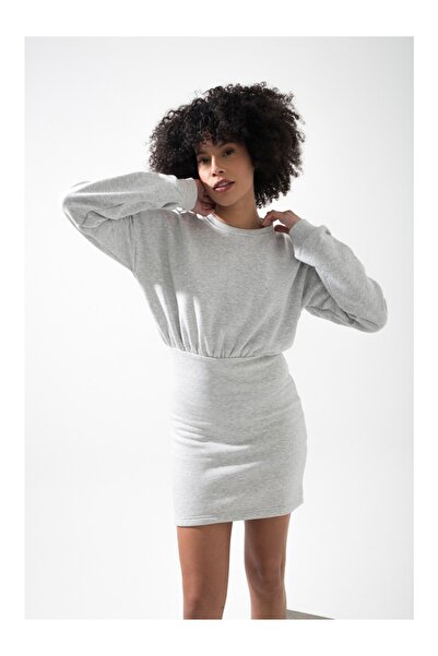 muub's Maya Kol Lastik Detaylı 3 Iplik Şardonlu Bel Lastikli Sweat Elbise