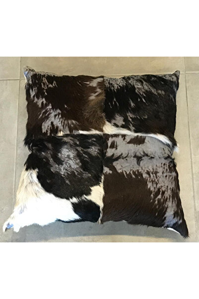 Dericibey Hakiki Siyah mavi Renk Deri Kırlent DRB0001 50x50