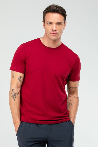 speedlife Claret Red κανονικό βαμβακερό λαιμόκοψη κοντό μανίκι Basic ανδρικό μπλουζάκι Xf1708