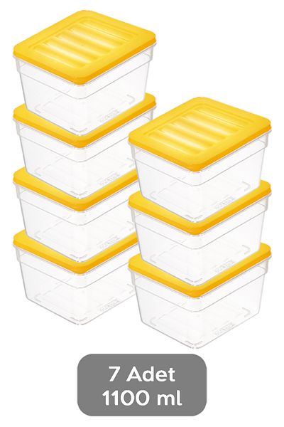 Meleni Home 7-Piece Compatible Deep Microwave Organizer Set - Food and Food Storage Container 1100ml Yellow