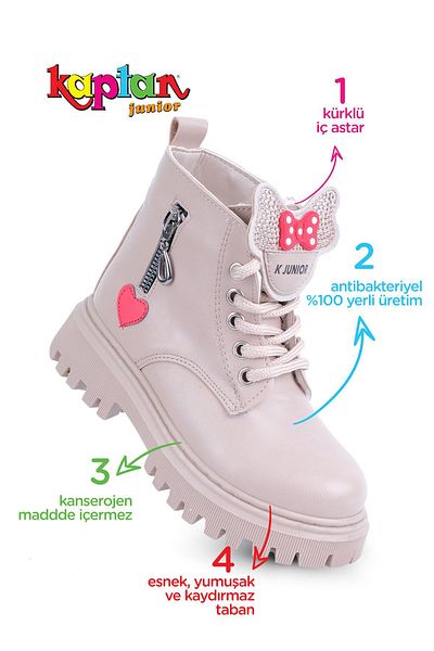 KAPTAN JUNIOR Cizme de blană pentru fete - Model de zăpadă și cizme, Pvtk 550