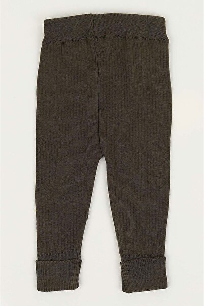 Sparrow Laurel Khaki high waist button detailed unisex knitted ribbed stretchy tights - 3 months to 6 years old