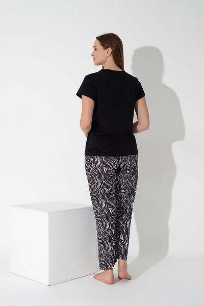ModaLeaf Set de pijamale cu mânecă scurtă cu model zebră de culoare neagră 303