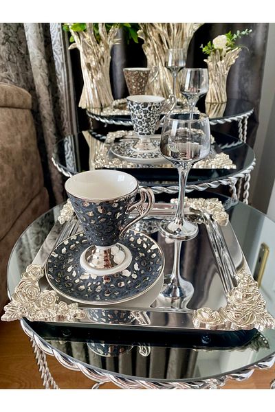 atabey home collection 6 أكواب ماء بلون القهوة - مطلية بالتيتانيوم بلاتينيوم