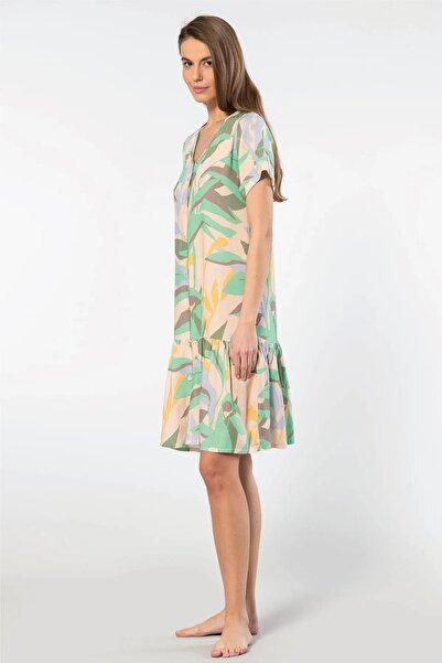 TÜREN Άνετο γυναικείο φόρεμα με σχέδιο βισκόζης - με κουμπιά, 100% βισκόζη