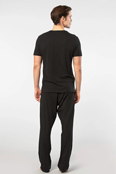 Cacharel V Yaka T-shirt Ve Cepli Pijama Takım, %50 Pamuk %50 Modal