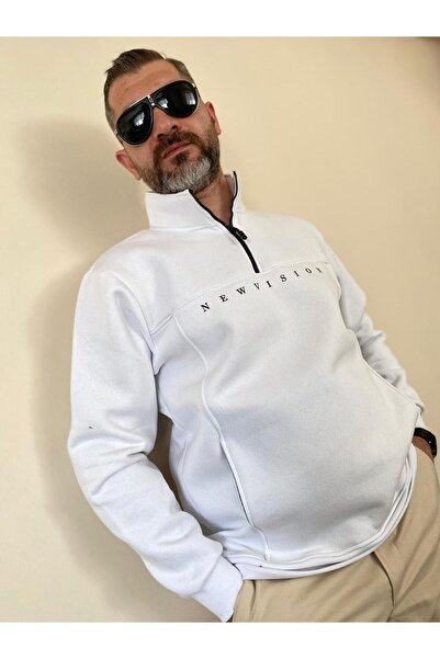 BENESSE Φούτερ με τρεις κλωστές χοντρό χειμωνιάτικο FISHER γιακά με μισό φερμουάρ