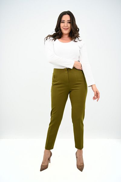 Koza Butik Women's Plus Size High Waist Stretchy Classic Pants 6311-25