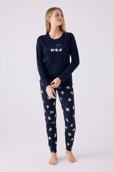 Arnetta Navy Blue 100% Cotton Women's Pajama Set