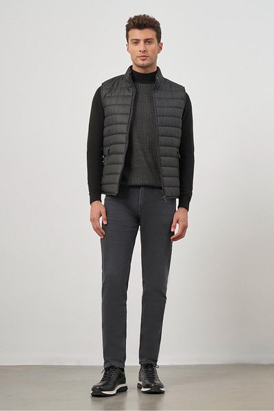 İmza Black Quilted Stand Collar Plain Garnier-Free Slim Fit Vest 1009245150