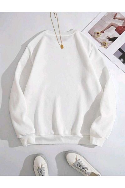 FAVORİST Plain Unprinted Go Out Oversize Fit Crew Neck Sweatshirt