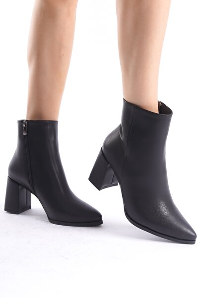 Modabuymus Kairobi Siyah Mat Kalın Topuklu Bot