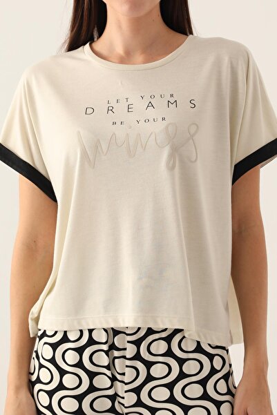 Arnetta Geometric Patterned Pocketed Summer Women's Pajamas Set, 100% Cotton