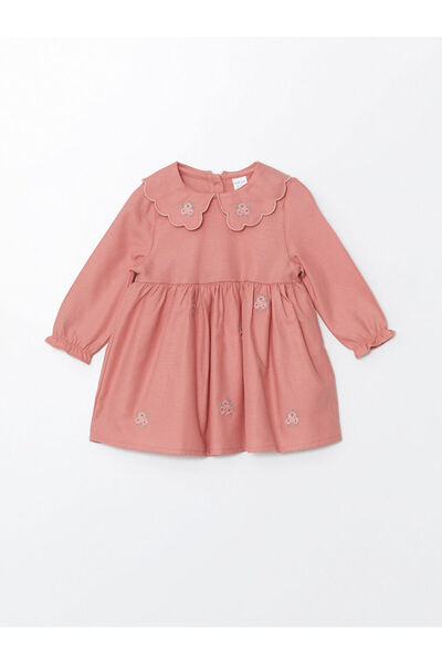 LC Waikiki Bebe Yaka Uzun Kollu Kız Bebek Elbise