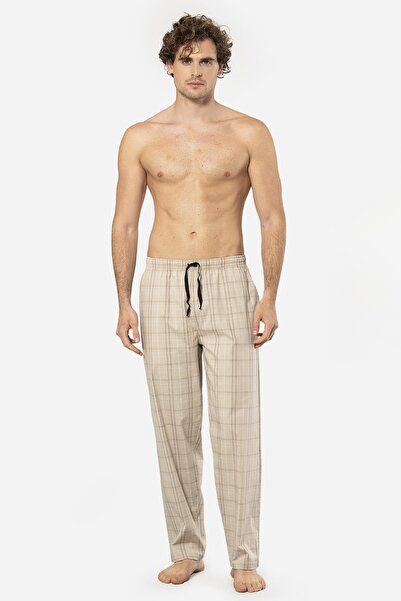 Cacharel Men's Plaid Single Bottom Pajamas - Pocket Detailed, 95% Cotton, 5% ...