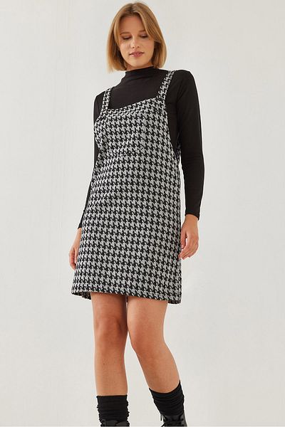 Bianco Lucci Damen-Salopet mit Hahnentrittmuster 60351164
