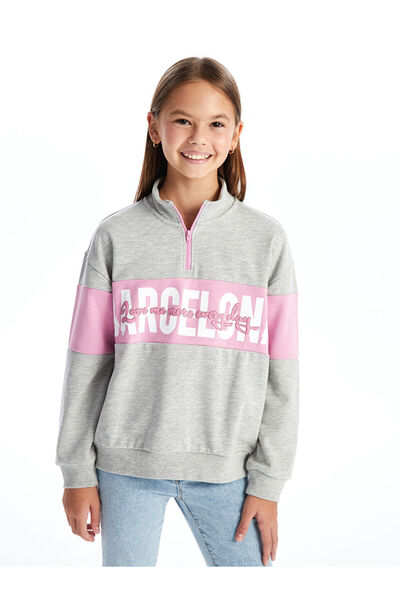 LC Waikiki Hanorac pentru fetiță cu mânecă lungă cu imprimeu cu guler