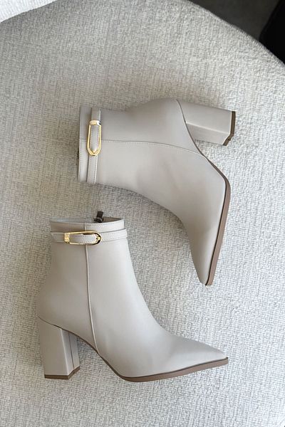 GOFFSHOES Δερμάτινες γυναικείες μπότες - London με χοντρό τακούνι και αγκράφα