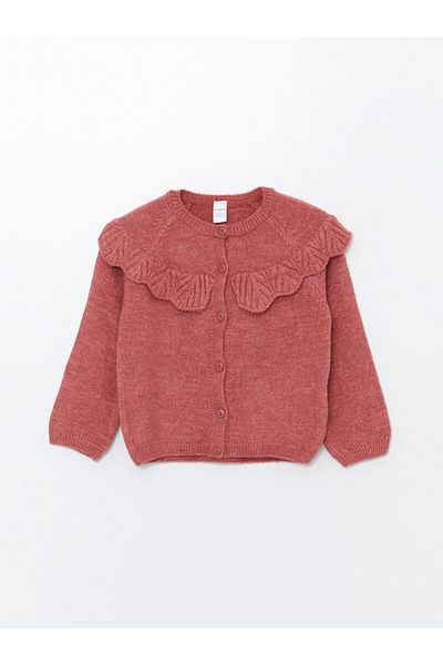 LC Waikiki Lcw Kids Pink Crew Neck Basic Girl's Cardigan