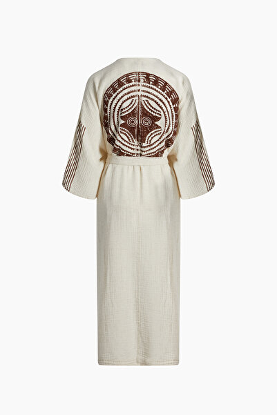 İKİKIZ Crinkle Brown Printed Kimono