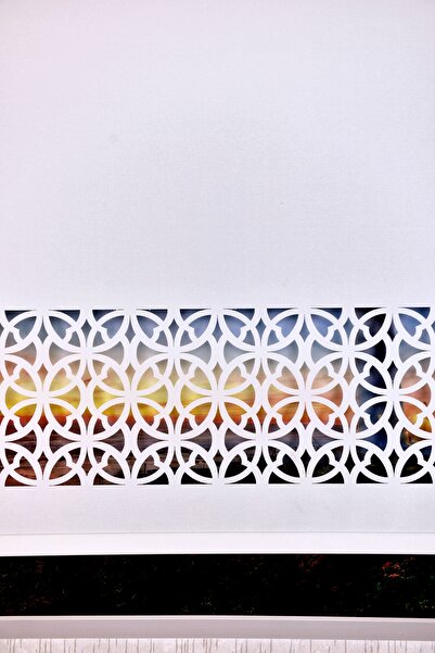 Setekshome Ekru Dairesel Lazer Kesim Modern Stor Güneşlik Perde