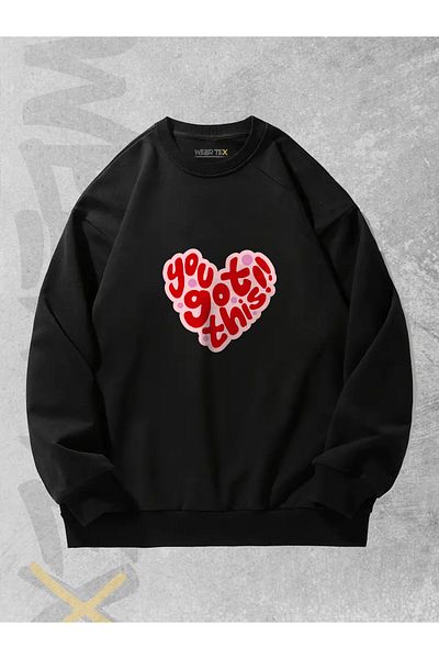 WEARTEX You Got This! Printed Oversize Crew Neck Sweatshirt Hoodie