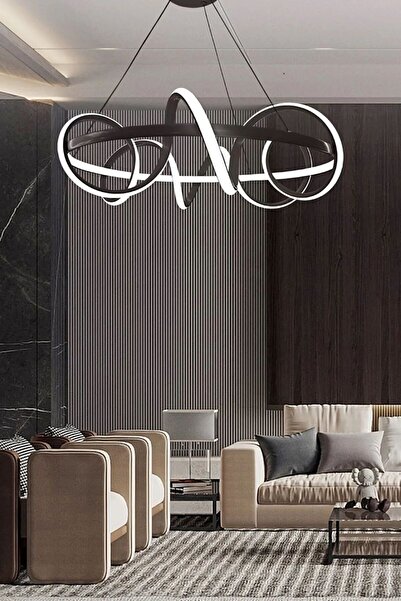 GN GEN AYDINLATMA Salon Siyah Kasa Beyaz Işık Led Avize