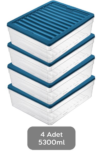 Meleni Home Set of 4 Deep Refrigerator Combination Organizer, Microwave Freezer Cover and 5300ml Blue Defense