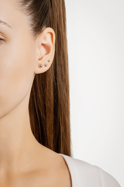 So CHIC... Minimal 18 Ayar Beyaz Altın Kaplama Gümüş Çoklu Top Küpe