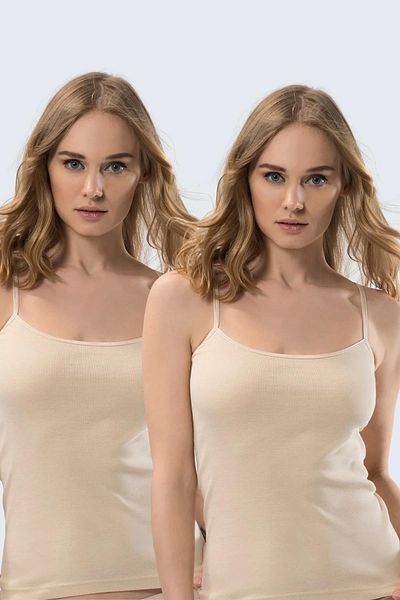 TÜREN Women's Evening Dress Camisole with Straps - 100% Cotton 2 Pack