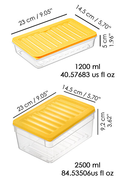 Meleni Home Microwave Compatible Organizer Set of 4 - Food and Food Storage, Deep and Shallow m Yellow